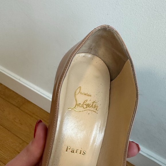 Christian Louboutin Simple Pumps Platform Stiletto Heel Nude Patent Leather 39.5 - Picture 3 of 13